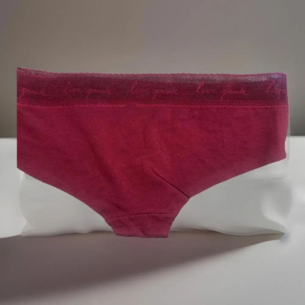 Victoria’s Secret Pink Hipster Women’s Panties Size S Maroon Lace Trim